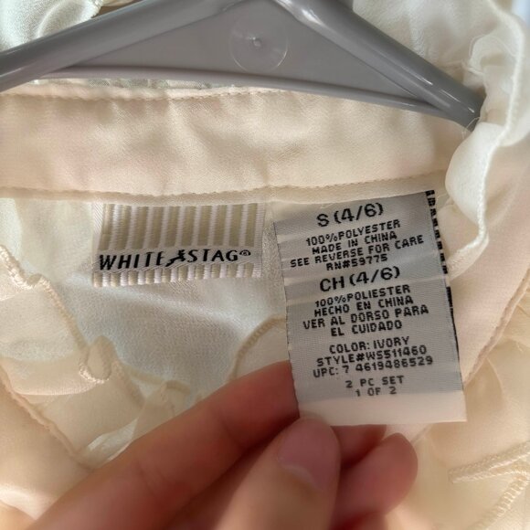 White Stag - Off White Ruffle Collar Button Down - S - Chiffon / Sheer - Picture 12 of 12